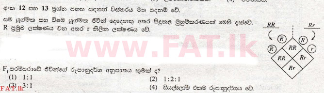 உள்ளூர் பாடத்திட்டம் : சாதாரண நிலை (சா/த) விஞ்ஞான - 2009 டிசம்பர் - தாள்கள் I (සිංහල மொழிமூலம்) 13 1