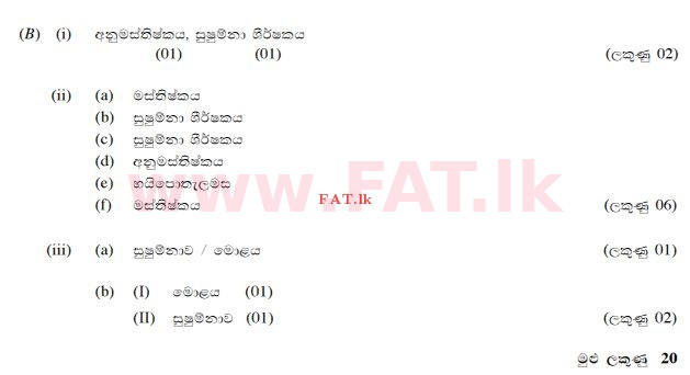 உள்ளூர் பாடத்திட்டம் : சாதாரண நிலை (சா/த) விஞ்ஞான - 2015 டிசம்பர் - தாள்கள் II (සිංහල மொழிமூலம்) 6 174
