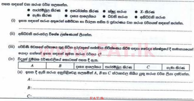 உள்ளூர் பாடத்திட்டம் : சாதாரண நிலை (சா/த) விஞ்ஞான - 2016 டிசம்பர் - தாள்கள் II (සිංහල மொழிமூலம்) 4 1