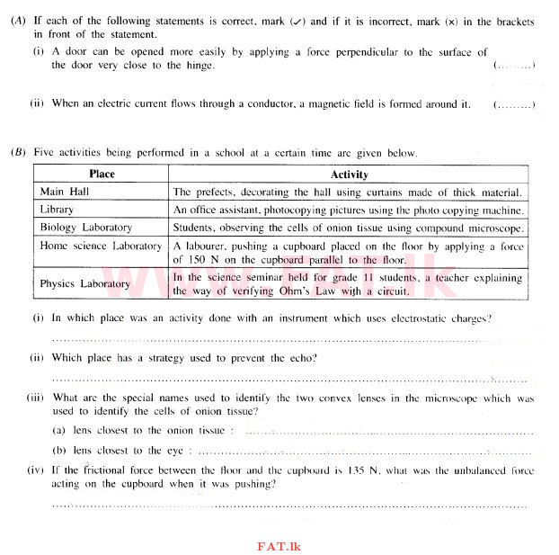 National Syllabus : Ordinary Level (O/L) Science - 2015 December - Paper II (English Medium) 4 1