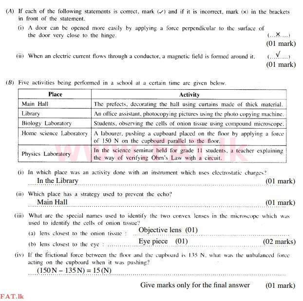 National Syllabus : Ordinary Level (O/L) Science - 2015 December - Paper II (English Medium) 4 199