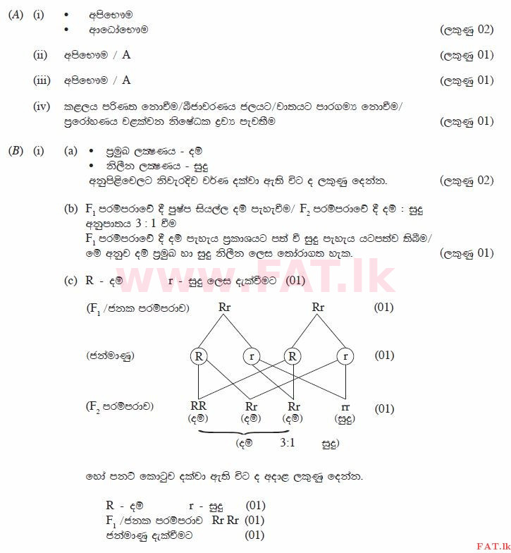 உள்ளூர் பாடத்திட்டம் : சாதாரண நிலை (சா/த) விஞ்ஞான - 2014 டிசம்பர் - தாள்கள் II (සිංහල மொழிமூலம்) 6 423