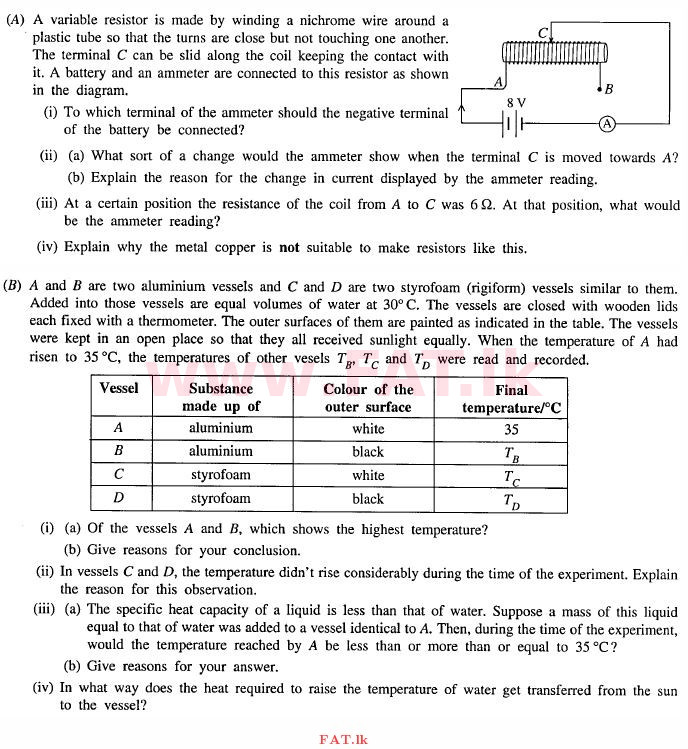 දේශීය විෂය නිර්දේශය : සාමාන්‍ය පෙළ (O/L) විද්‍යාව - 2012 දෙසැම්බර් - ප්‍රශ්න පත්‍රය II (English මාධ්‍යය) 9 1