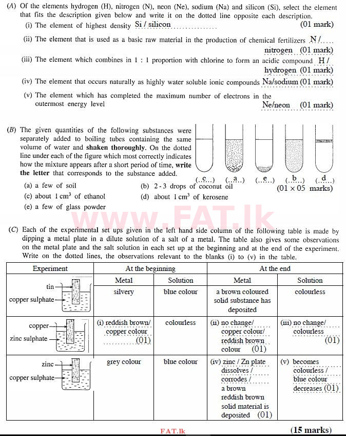 உள்ளூர் பாடத்திட்டம் : சாதாரண நிலை (சா/த) விஞ்ஞான - 2011 டிசம்பர் - தாள்கள் II (English மொழிமூலம்) 3 2298