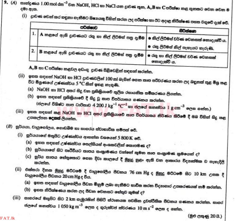 உள்ளூர் பாடத்திட்டம் : சாதாரண நிலை (சா/த) விஞ்ஞான - 2017 டிசம்பர் - தாள்கள் II (සිංහල மொழிமூலம்) 9 1