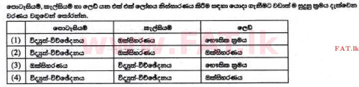 உள்ளூர் பாடத்திட்டம் : சாதாரண நிலை (சா/த) விஞ்ஞான - 2017 டிசம்பர் - தாள்கள் I (සිංහල மொழிமூலம்) 16 1