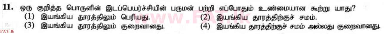 உள்ளூர் பாடத்திட்டம் : சாதாரண நிலை (சா/த) விஞ்ஞான - 2020 மார்ச் - தாள்கள் I (தமிழ் மொழிமூலம்) 11 1