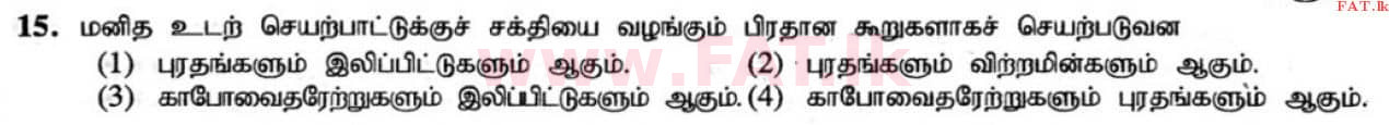 உள்ளூர் பாடத்திட்டம் : சாதாரண நிலை (சா/த) விஞ்ஞான - 2020 மார்ச் - தாள்கள் I (தமிழ் மொழிமூலம்) 15 1