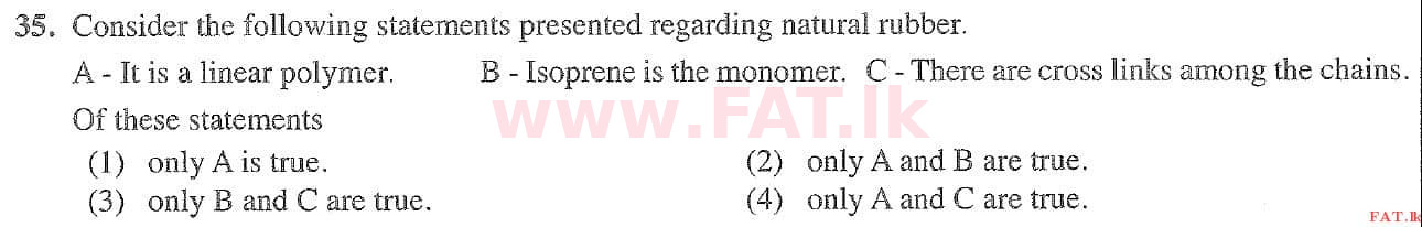 உள்ளூர் பாடத்திட்டம் : சாதாரண நிலை (சா/த) விஞ்ஞான - 2020 மார்ச் - தாள்கள் I (English மொழிமூலம்) 35 1