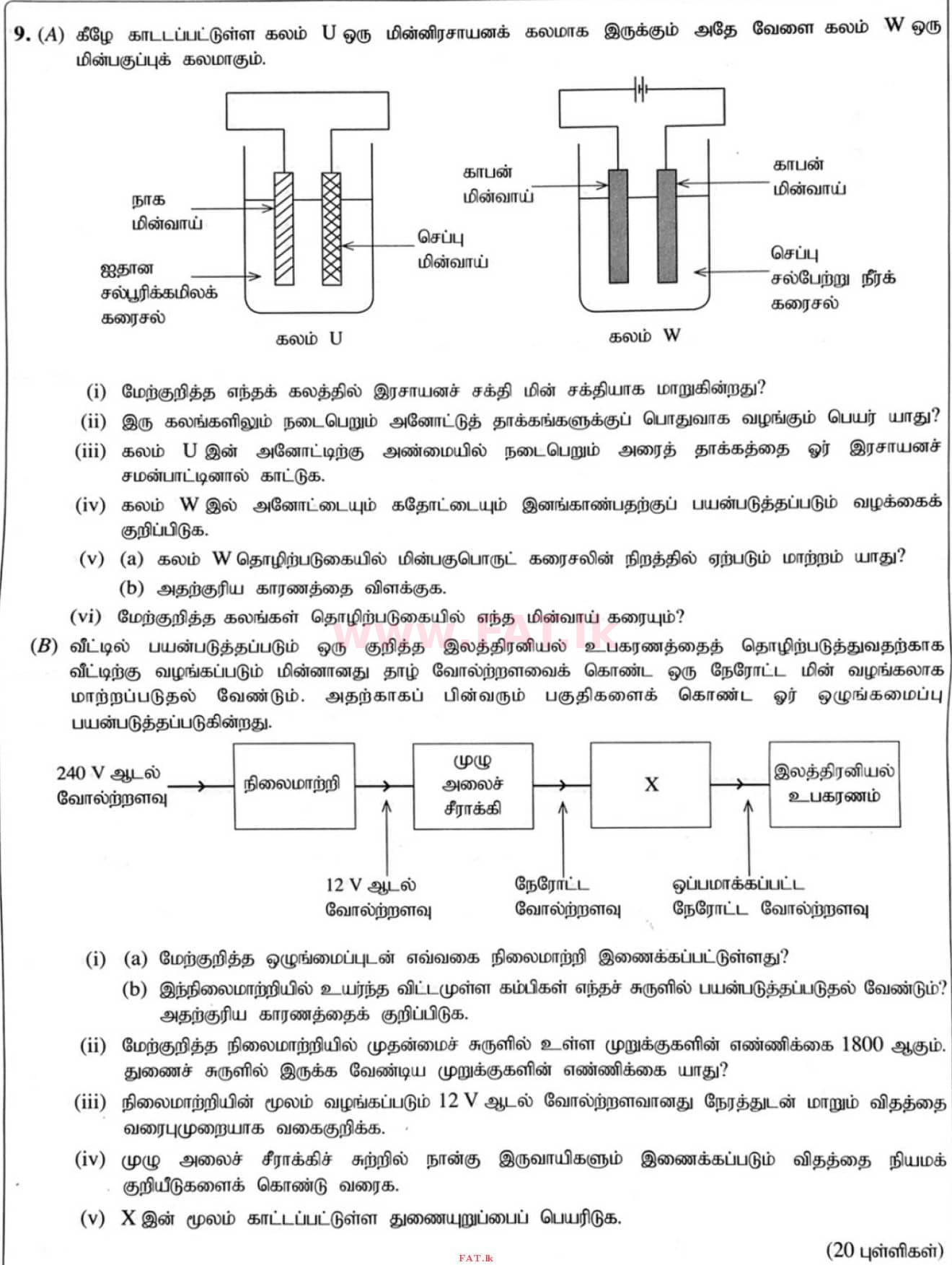 உள்ளூர் பாடத்திட்டம் : சாதாரண நிலை (சா/த) விஞ்ஞான - 2020 மார்ச் - தாள்கள் II (தமிழ் மொழிமூலம்) 9 1