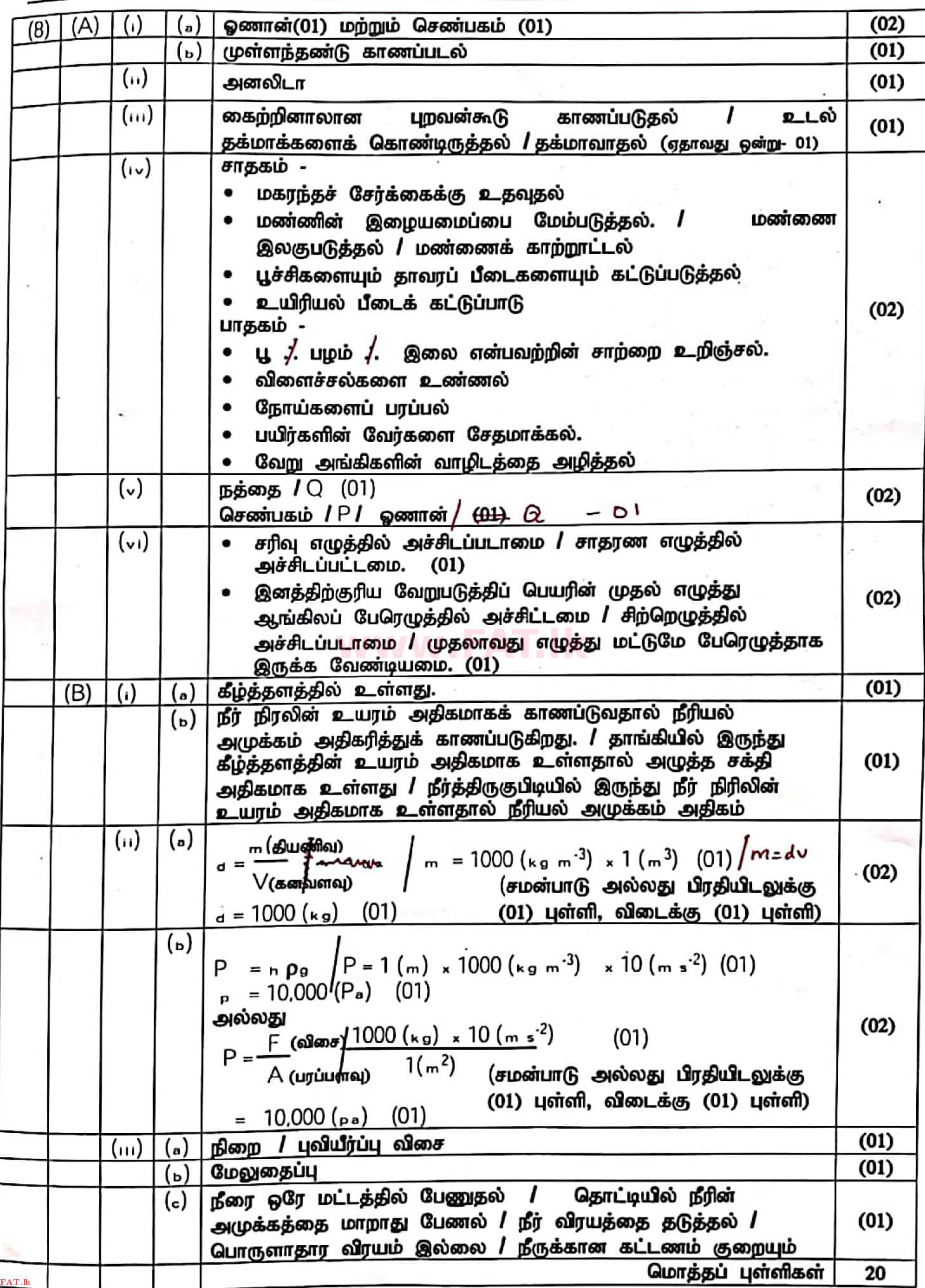 உள்ளூர் பாடத்திட்டம் : சாதாரண நிலை (சா/த) விஞ்ஞான - 2020 மார்ச் - தாள்கள் II (தமிழ் மொழிமூலம்) 8 4547