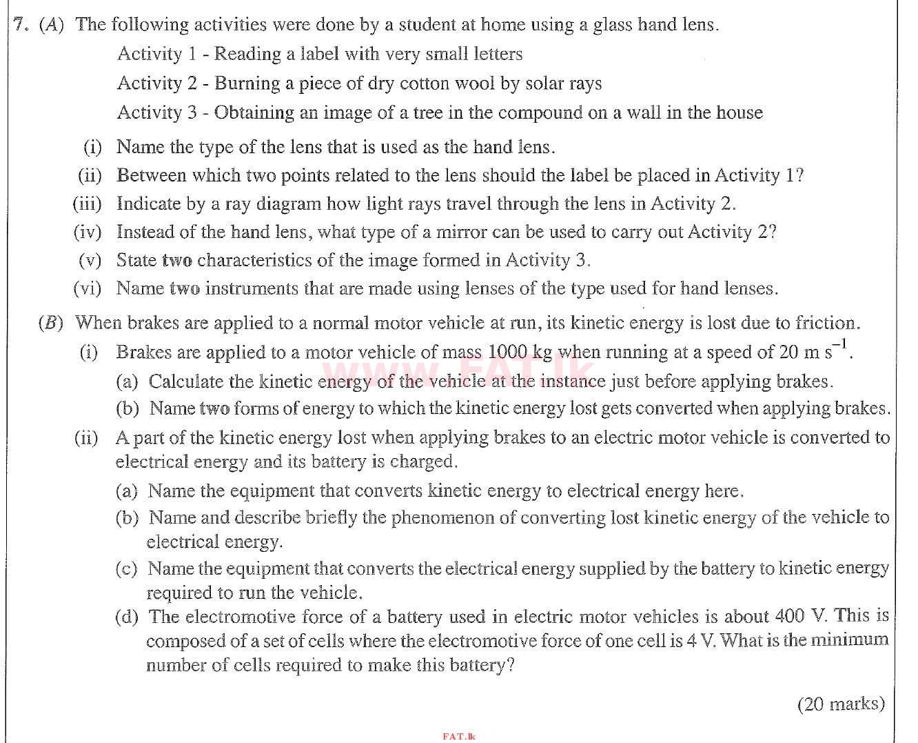 National Syllabus : Ordinary Level (O/L) Science - 2020 March - Paper II (English Medium) 7 1