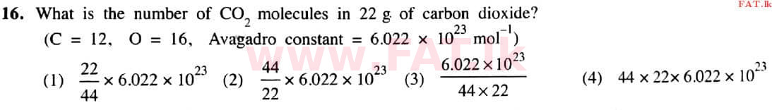 National Syllabus : Ordinary Level (O/L) Science - 2021 May - Paper I (English Medium) 16 1