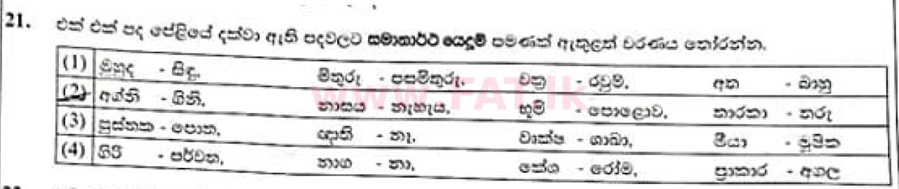දේශීය විෂය නිර්දේශය : සාමාන්‍ය පෙළ (O/L) සිංහළ භාෂාව සහ සාහිත්‍යය - 2021 මැයි - ප්‍රශ්න පත්‍රය I (සිංහල මාධ්‍යය) 21 1