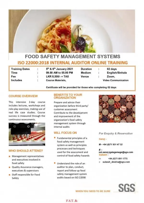 Food Safety Management Systems
<br>ISO 22000:2018 Internal Auditor Online Training