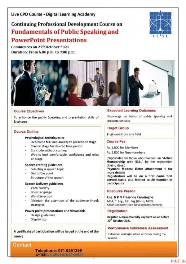 Professional Development Course on Fundamentals of Public Speaking and PowerPoint Presentations