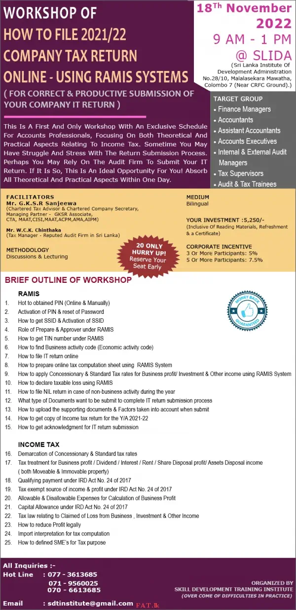 Workshop of How to file 2021/2022 Company Tax Return Online - Using Ramis Systems