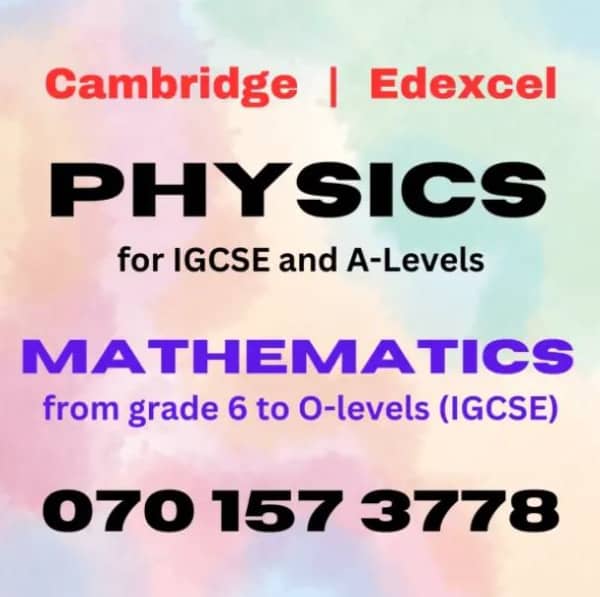 Physics / Mathematics / Science for GCE (O/L) / IGCSE / AS / IAL Students [Cambridge / Edexcel]m1