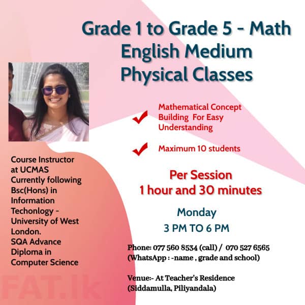 Grade 06 to O/L - Mathematics English Medium - Local Syllabus - 2023 Class Schedulem1