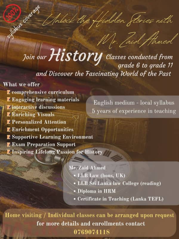 History Classes Grade 6 11 (Home Visit / Group)