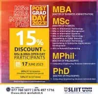 MBA| MSc | MPhil | PhD programs offered by SLIIT UNI