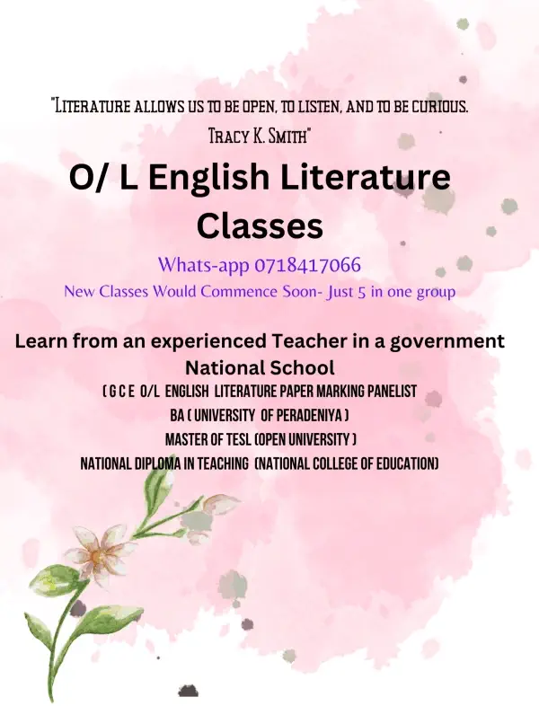 G C E O/L English Literature & English Classes in Kandym1
