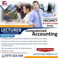 Vacancy - Full Time / Part Time Lecturers - Kandy