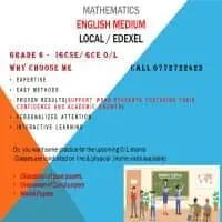 Maths Tuition For Grade 6 - OL, Local Edexcelmt1
