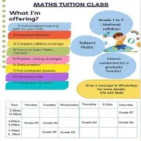 Maths and English Classes - Grade 1 to 7