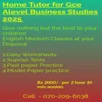Home Visit Individual Classes For GCE Alevel Business Studies 2025 Batch - Colombo