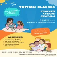 English, Maths, Sinhala Classes - Grade 1 to 5