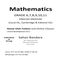 Mathematics Grade 6-11 (Sinhala / English Medium) - Sahan Bandara