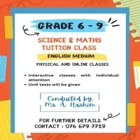 Online Tuition Class ( Grade 6 - 9 ) - Maths, Science