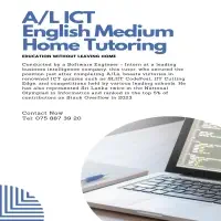 A/L ICT English Medium Home Tutoring