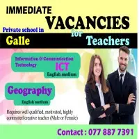 Immediate Vacancy - ඉංග්‍රීසි මාධ්‍යයෙන් තොරතුරු හා සන්නිවේදන තාක්ෂණය (ICT) teacher