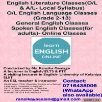 A/L & O/L English Literature Classes / English Language Classes / General English Classes (Online)