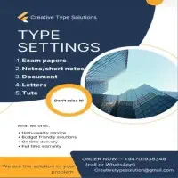 Type Setting - Exam Papers, Notes, Tute, Letters, Short notes
