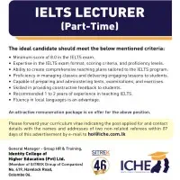Vacancy - IELTS Lecturer (Part Time) - Colombo
