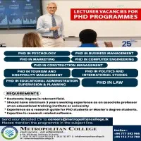 Lecturer Vacancies for PhD Programmes - Dehiwala
