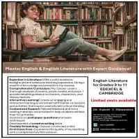 English Literature - Grades 9 to 11 - Edexcel and Cambridge