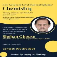 Advanced Level Chemistry classes (2025 revision / 2026 theory + revision / 2027 theory)