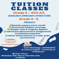 English Literature and French Language classes