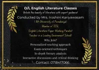 Profile G C E O/L English Literature & English Classes in Kandy